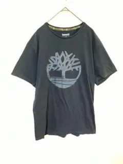 ティンバーランド　Timberland　Tシャツ　メンズM　黒　綿　前面ロゴ