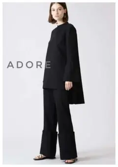 ADORE ダブルクロスコットンワイドパンツ 黒 36
