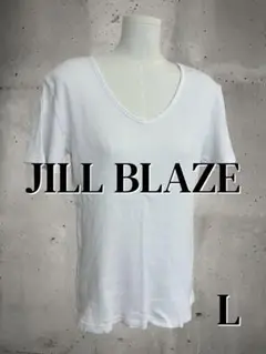 JILL BLAZE 綿100% VネックリブTシャツ Ｌサイズ