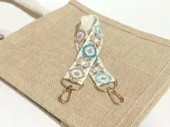 インド刺繍リボンのハンドストラップ Ｃホワイト