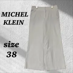 ミッシェルクライン（３８）ワイドパンツ 白　ホワイト　コットン　麻混　Mサイズ