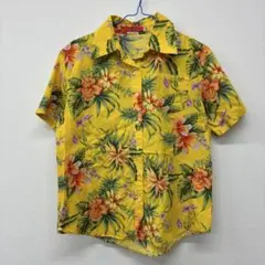 MONTEX 半袖アロハシャツ フラワー柄　黄色　M 日本製　コ33