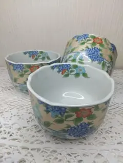 美濃焼 吾山窯 花柄 10.7㎝ 小鉢 3個セット