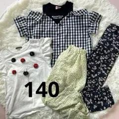 140 女の子　夏服　H&M ガーリー　韓国　半袖　トップス　スカート　黒