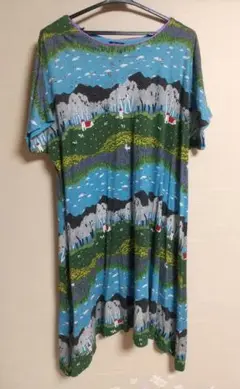 SALE\3,800→\3,300 マーブルシュッド綿100%ワンピ美品　フリー