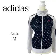 adidas レディース ジャージ M ネイビー ドット柄 スポーツ