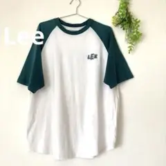 LEE オーバーサイズラグランスリーブ Tシャツ ホワイト/グリーンMサイズ