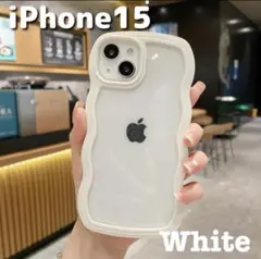 韓国風 iPhone 15用ホワイトケース