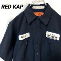 N-4560 RED KAP アメリカ古着 ワークシャツ 半袖 企業ロゴ 刺繍M