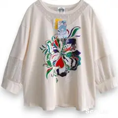 【ScoLar】花ラメ×シフォン ジャガード切替 プルオーバー タグ付未使用