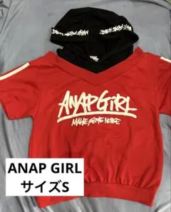 ANAP GIRL 赤 クロップドトップス フード付き
