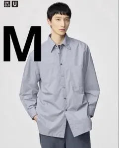 UNIQLO U ロングオーバーサイズシャツ シアサッカーシャツ M グレー