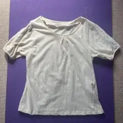 Samansa Mos2 アイボリー レーススリーブ Tシャツ