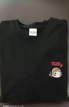 Milky　ペコ黒Ｔシャツ 綿100%