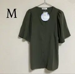 半袖 ブラウス シャツ カットソー クールタッチ 接触冷感 カーキ M トップス