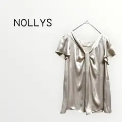 【NOLLYS】 サテン生地半袖トップス　ブラウス　光沢あり