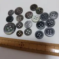 多様なサイズの貝色のボタン　19個