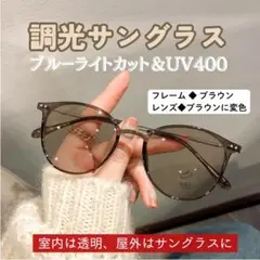 サングラス ブラウン 太陽光 変色 ブルーライトカット UVカット ボストン