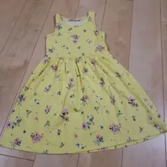 H&M　イエロー 花柄 ノースリーブ ワンピース 140cm
