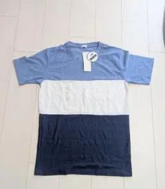 ストライプデザイン Tシャツ 青/白/紺