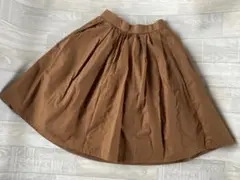 BLISS POINT フレアスカート プリーツ 膝丈 キャメル Ｌサイズ