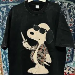 Snoopy 和彫りＴシャツ ティーシャツ ダメージ加工 攻め 前衛的 男性