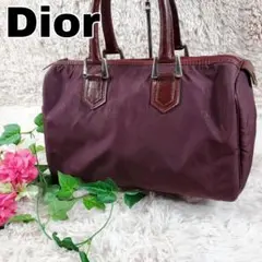 美品★ Dior ミニボストンバッグ トロッター柄 レッド × ゴールド金具