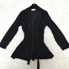 TAN タン ドットチュール ジャケット カーディガン ブラック フリーサイズ