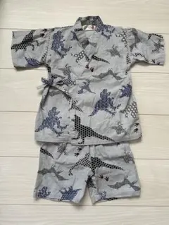 くろわっさんすべべ　美品甚平 100cm 恐竜柄　綿100%