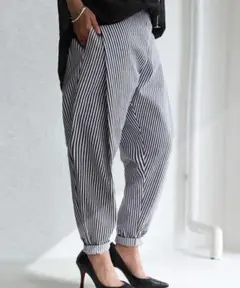 最終値下げ【美品】✨️antiqua✨️ストライプテーパードパンツ《完売品》