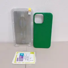 ✦iPhone 13ProMax ケース 緑 保護フィルム 1枚 ガイド枠