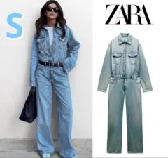 新品 ZARA デニム TRF ストレート ジャンプスーツ S ラスト1点♪