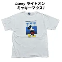 ●Disney ディズニー ライトオン ミッキーマウスサマープリントTシャツ 白