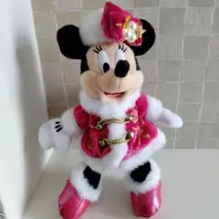 【美品】ミニーマウス クリスマスぬいぐるみ ピンバッジ 2017
