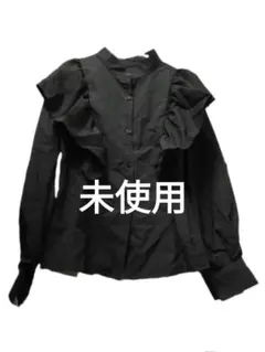 SHEIN 長袖ブラウス 黒 フリルトリム レディース シャツ トップス
