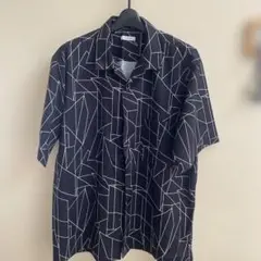 幾何学模様 半袖シャツ XL 黒 298-11803