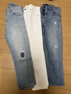 UNIQLO ユニクロ　デニム　ジーンズ　ズボン　白　61 24 セット　まとめ