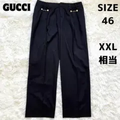 希少 GUCCI グッチ スラックス ダークグレー ロゴ金具 46サイズ 3L