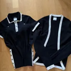 シャネル ニット カシミヤ ツイン アンサンブル 38 08A白 ×黒
