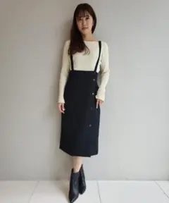 アナトリエ　可愛い巻きデザインタイトジャンスカ黒