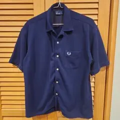 FRED PERRY　フレッドペリー　オープンシャツ　リネン混　ネイビー　M