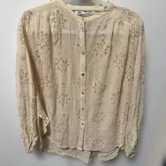 ZARA ザラ　刺繍入り長袖シャツ XS ベージュ
