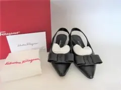 フェラガモ ferragamo VIVAスリングシューズ7ブラック箱保護区袋付き