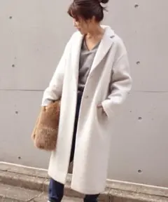 モヘヤ混【spicku0026span】モヘアコート SIZE38 ロングコート