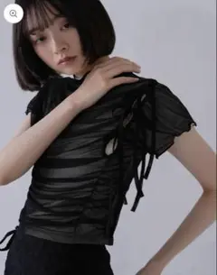 uenui tulle ribbon tee shirt black