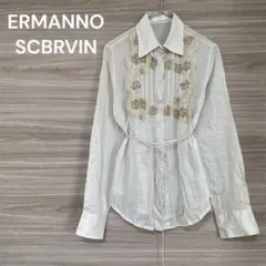 ERMANNO SCERVINO 【M】ベージュ シャツ　シアー　花レース