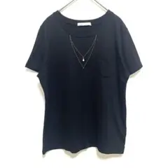 アクアリーフ デザインティーシャツ 半袖 Tシャツ トップス ブラック チャーム