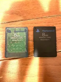 SONY PlayStation 2 メモリーカード 8MB　緑色+黒セット