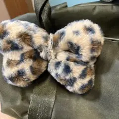 スクバにも♡一個700円！ リボン型♡モフモフブラウンヒョウ柄♡デカリボンゴム！