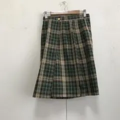 レディース キュロット チェック柄 グリーン系 XS相当
